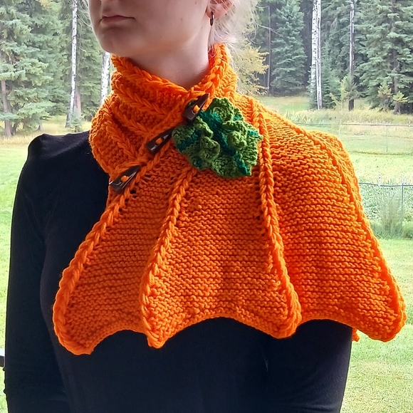 Hand Crafted Accessories - Dragon Wing Cowl Scarf - Pumpkin